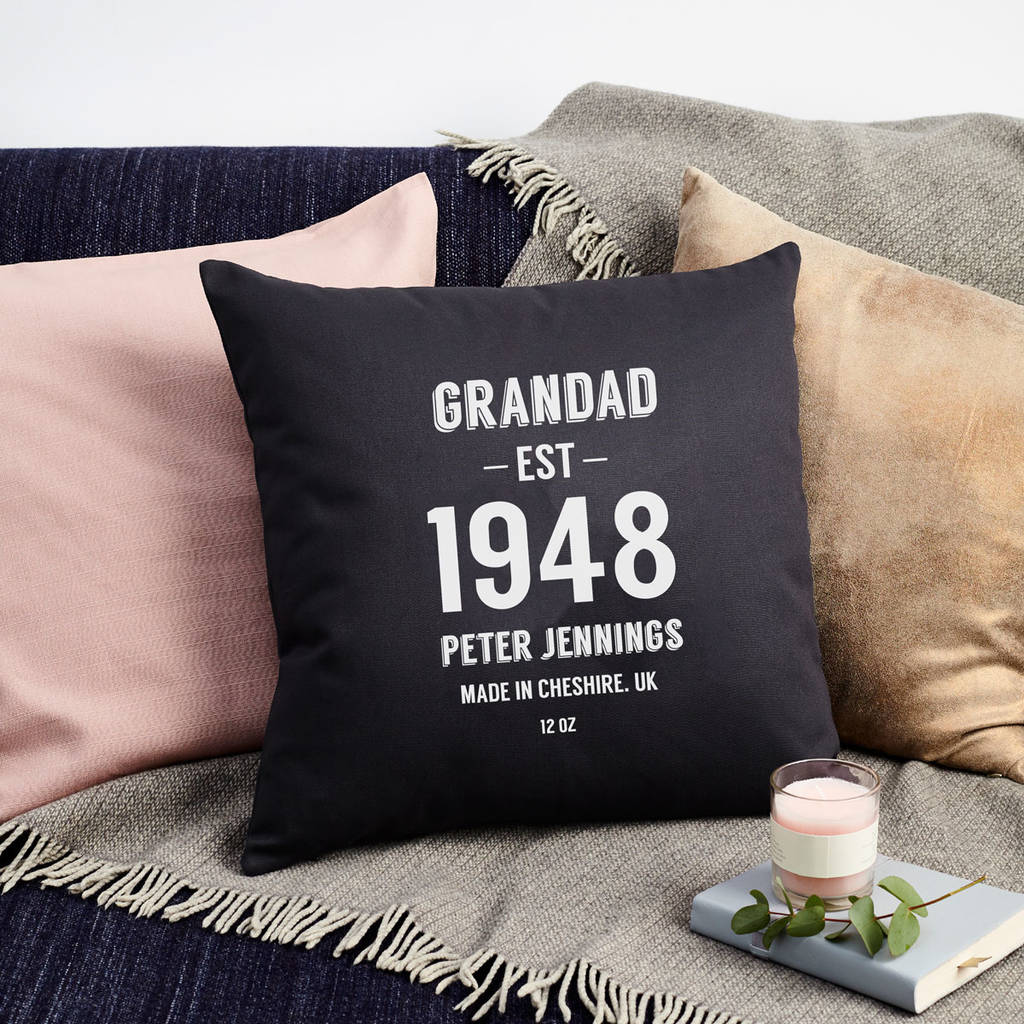Personalised Birth Year And Place Cushion