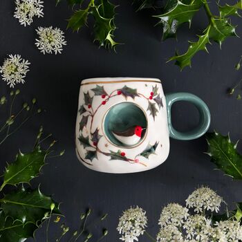 Porcelain Christmas Robin Mug, 2 of 5