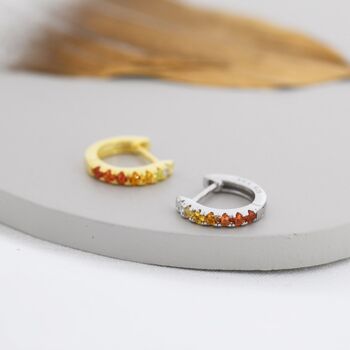 Sterling Silver Garnet Red Ombre Cz Huggie Hoops, 2 of 12