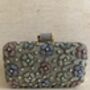 Grey Handcrafted Multicoloured Flower Rectangular Clutch, thumbnail 6 of 11