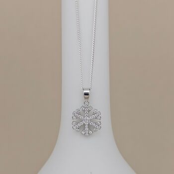 Personalised Sterling Silver Christmas Cz Snowflake Necklace, 3 of 5