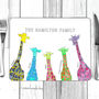 Personalised Rainbow Giraffe Placemat, thumbnail 1 of 3