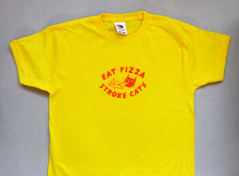 Eat Pizza Stroke Cats Screenprinted Kids T Shirt, 4 of 5