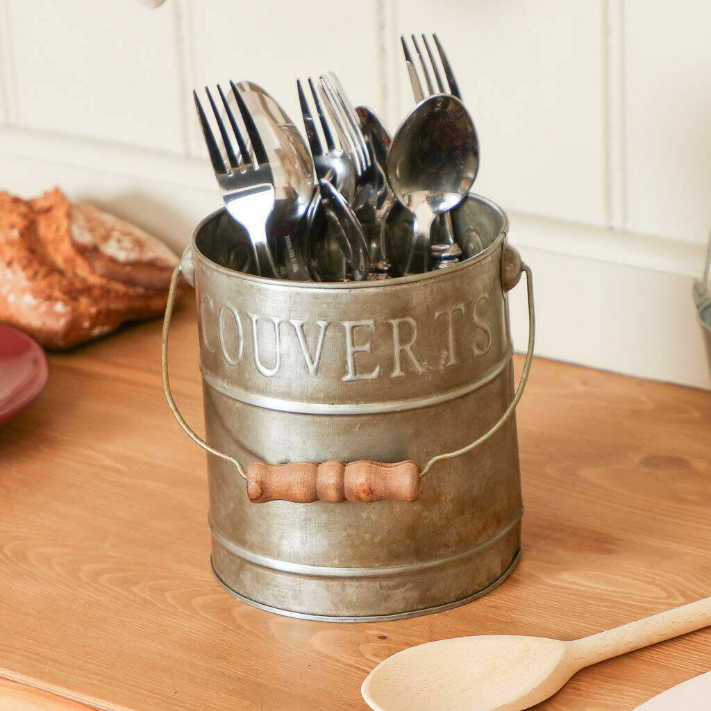 country kitchen embossed cutlery caddy bucket by dibor