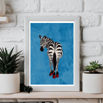 Custom Personalised Zebra Wearing Heels Art Print, 9 of 12