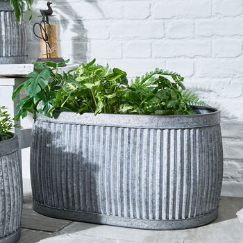Set Of Three Large Metal Oval Planter Tubs, 4 of 5
