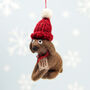 Personalised Brown Felt Dog Christmas Tree Decoration, thumbnail 4 of 5