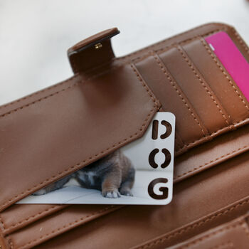 Personalised Photo With Dog Cut Out Metal Wallet Card, 3 of 3