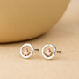 Silver And Rose Gold Plated Halo Star Stud Earrings, thumbnail 3 of 7