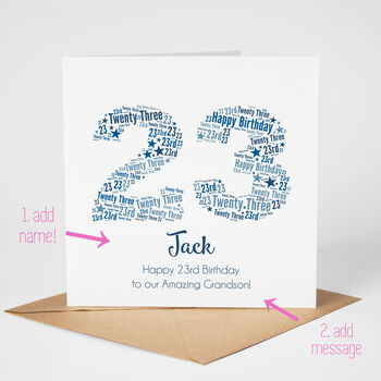 Blue Star Personalised 23rd Birthday Card, 2 of 4