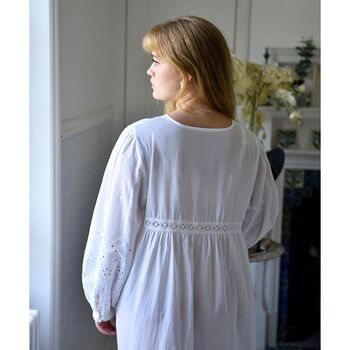 Ladies Long Sleeve Embroidered Nightdress With Lace 'Clarissa', 9 of 10