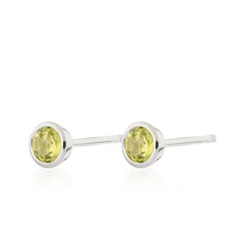 Sterling Silver August Birthstone Stud Earrings Peridot, 2 of 5