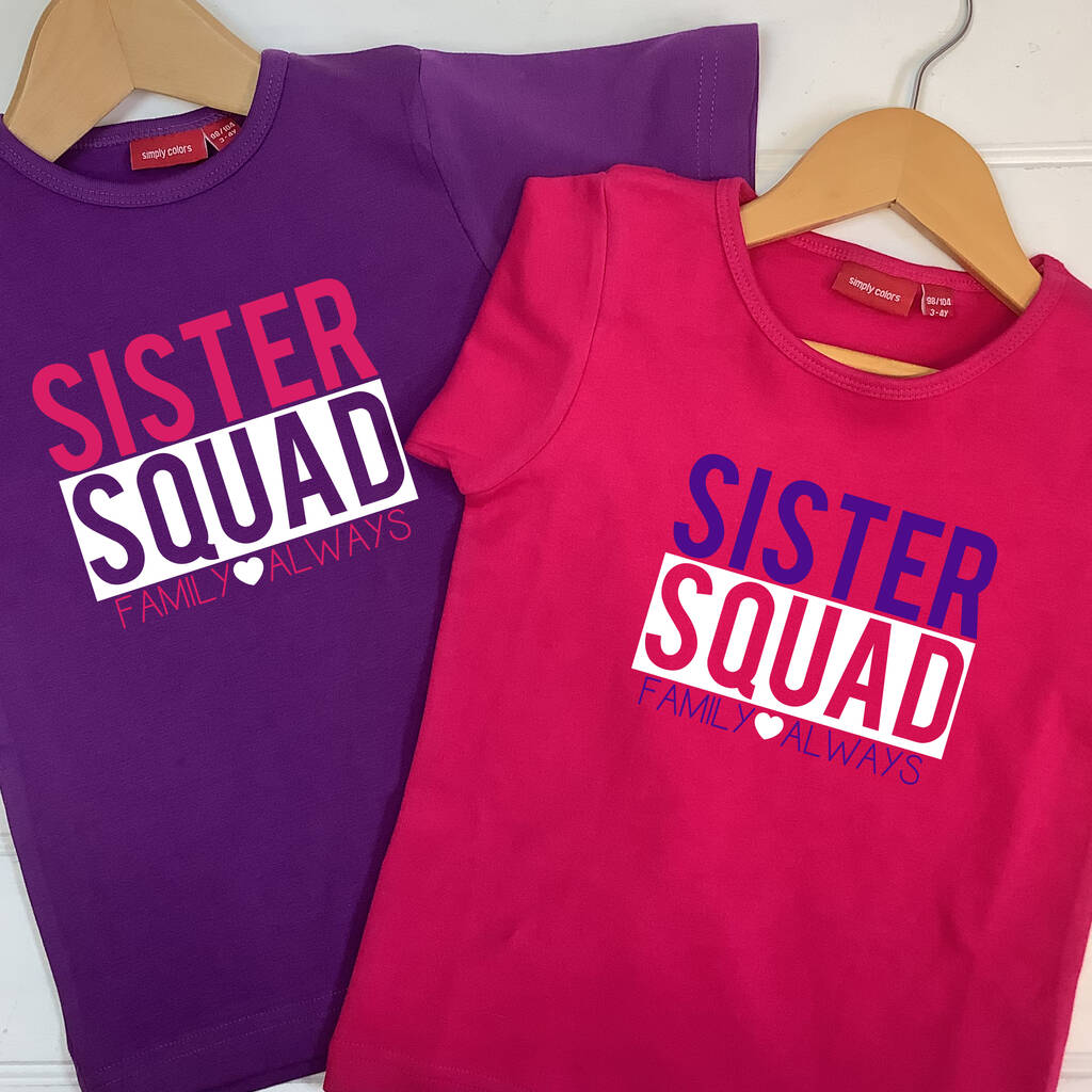 Personalised Sister Squad T Shirt Set, 1 of 5