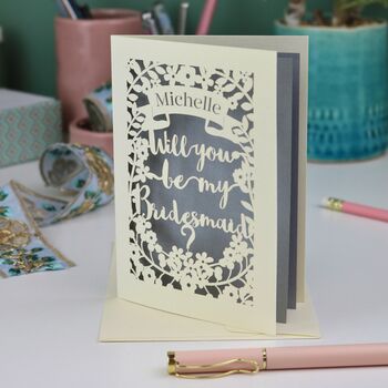 Personalised Papercut Bridesmaid Card, 7 of 7