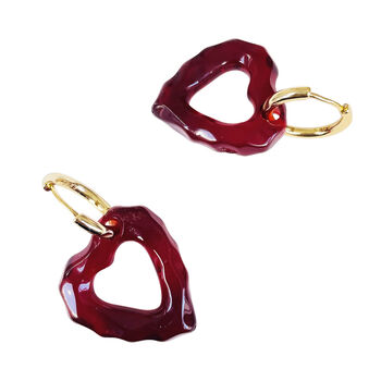 Red Heart Hoops Earrings, 3 of 3