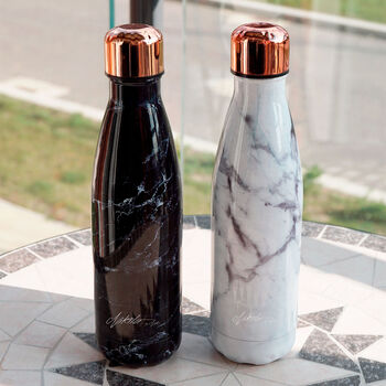 Marble Reusable Metal Water Bottle, Black Or White, 2 of 5