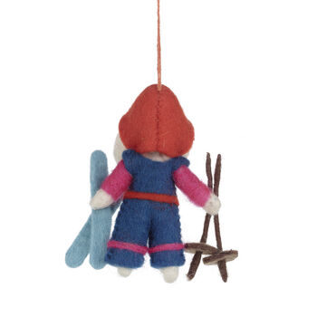 Felt Porscha The Skiing Poodle Hanging Decoration, 5 of 5