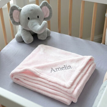 Personalised Pink Blanket And Plush Elephant Toy, 3 of 7