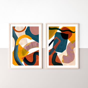 Blue And Yellow Oversized Abstract Print Set Of Three, 4 of 12