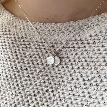 Sterling Silver Personalised Initial Disc Necklace, 3 of 9