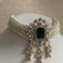 Emerald Green Gold Plated Kundan And Pearl Choker Set, thumbnail 1 of 10