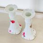 Pair Of Vintage Porcelain Floral Candlesticks ~ 30, thumbnail 3 of 6