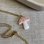 Baby Pink Ceramic Charm Mushroom Necklace, thumbnail 1 of 6