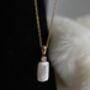 Round Cz And Rectangular Baroque Freshwater Pearl Pendant 18k Gold Tarnishfree Adjustable Necklace, thumbnail 1 of 6