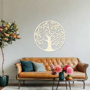 Handmade Wooden Tree Of Life Wall Art For Living Room Decor, 9 of 10