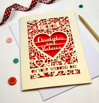 Personalised Papercut 'On Your Wedding Day' Card, 8 of 10