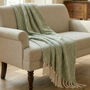 Sage And Ivory Cotton Throw With Tassels, thumbnail 3 of 3