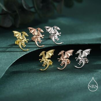 Sterling Silver Dragon With Wings Stud Earrings, 4 of 12