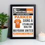 Personalised Football Signing Newspaper Framed Print, thumbnail 9 of 9