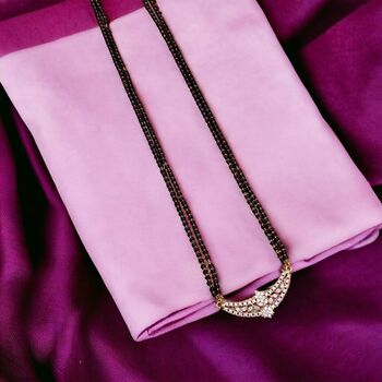 Nazaria Zircon Dangle Mangalsutra Black Beads Necklace, 5 of 7