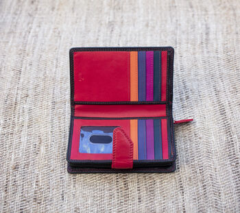 Personalised Black And Red Womans Soft Leather Purse Wallet, 6 of 11