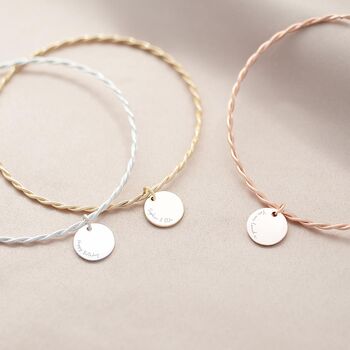 Personalised Message Disc Twisted Bangle Set, 2 of 7