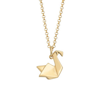 Origami Swan Necklace, Sterling Silver Or Gold Plated, 9 of 11