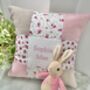 Ditsy Pink Patchwork Name Cushion, thumbnail 3 of 6