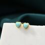 Sterling Silver Green Opal Heart Screw Back Earrings, thumbnail 4 of 11