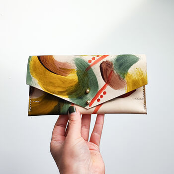 Hand Painted Leather Envelope Purse, 8 of 12