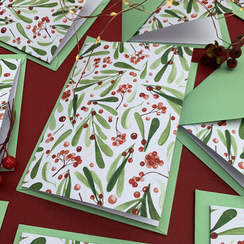 Red Berries Christmas Card Pack Of 12, 3 of 10