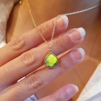 18ct Gold Plated Peridot August Birthstone Necklace, 2 of 4