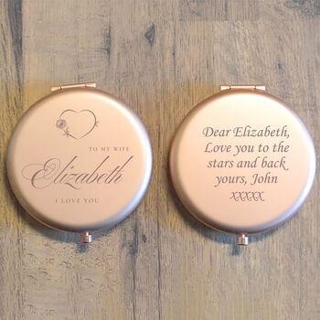 Personalised Compact Mirror Round Heart Design, 4 of 8
