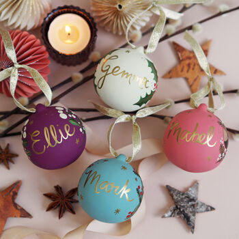 Personalised Festive Foliage Bauble Pink, 3 of 9