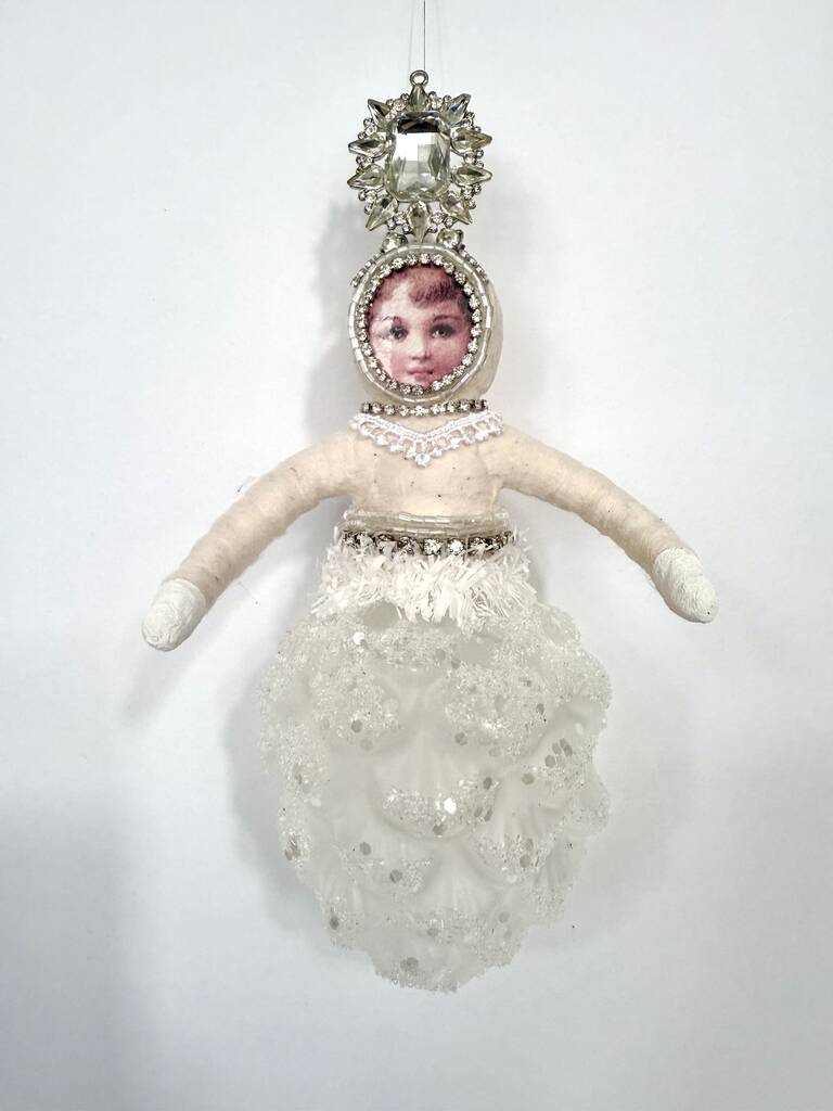 Frosted Pinecone Girl Christmas Decoration, 1 of 6