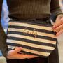 Embroidered Black And Cream Stripe Make Up Bag, thumbnail 1 of 2