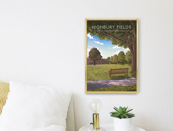 Highbury Fields Islington Travel Poster Art Print, 3 of 8