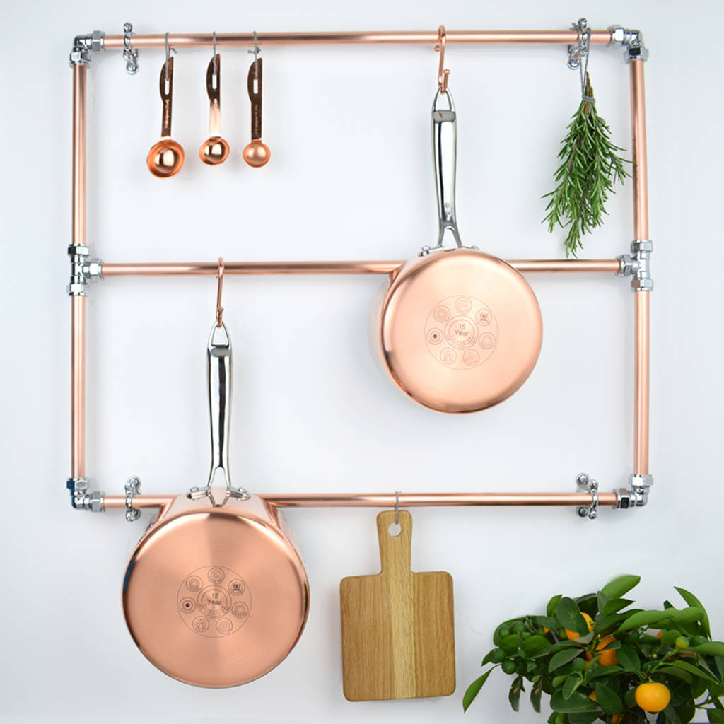 Copper And Chrome Pan Rack, 1 of 2