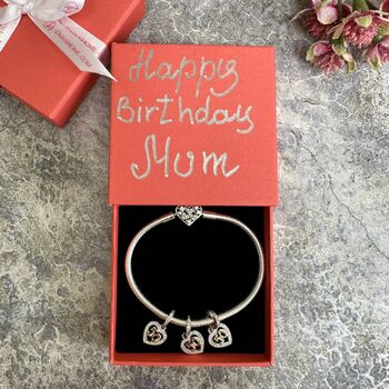 50th Birthday Charm Personalised Silver Bracelet Gift, 7 of 9