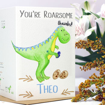 Personalised Dinosaur Thank You Card, 2 of 4